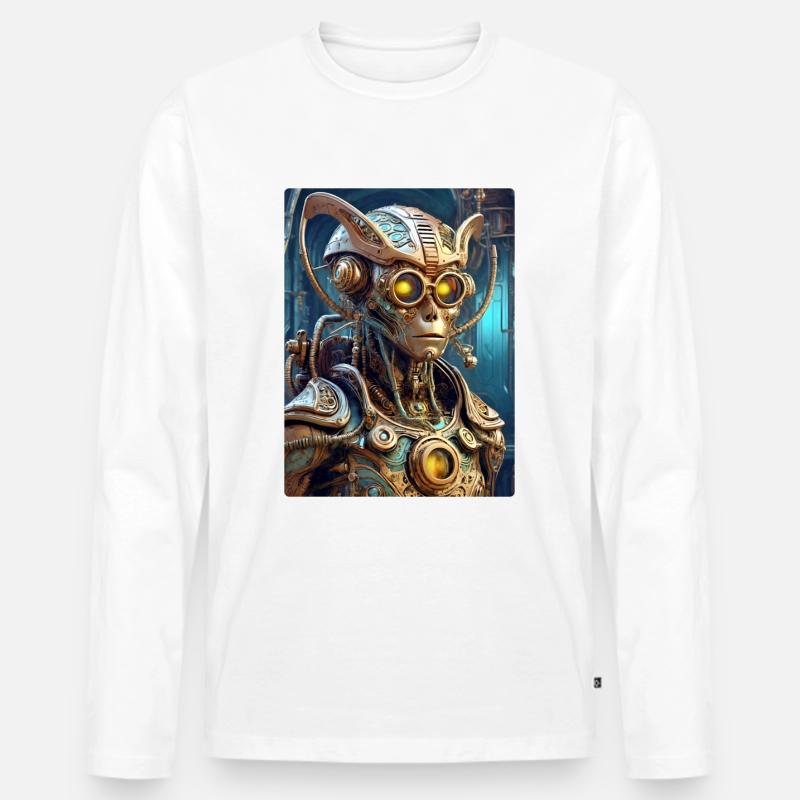 Steampunk Alien 1.4 - Männer Premium Bio Langarmshirt - Weiß