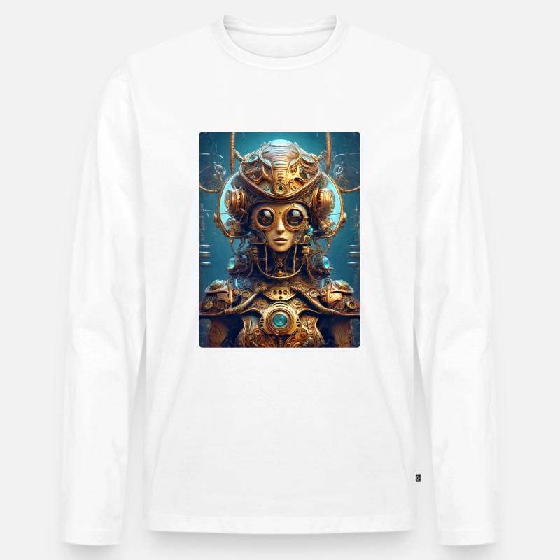Steampunk Alien 1.15 - Männer Premium Bio Langarmshirt - Weiß