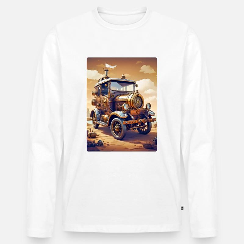 Steampunk Automobile 1.7 - Männer Premium Bio Langarmshirt - Weiß