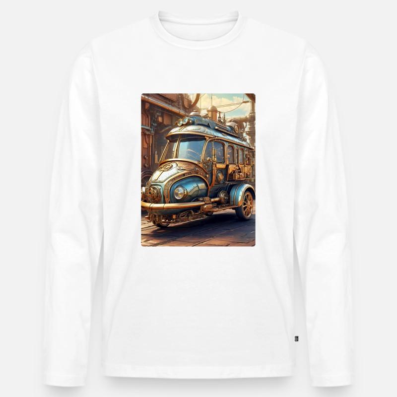 Steampunk Automobile 1.4 - Männer Premium Bio Langarmshirt - Weiß