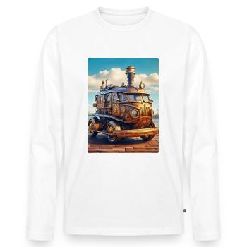 Automobile Steampunk 1.1 - T-shirt manches longues Premium bio Homme - blanc - Devant - Nico (187cm)
