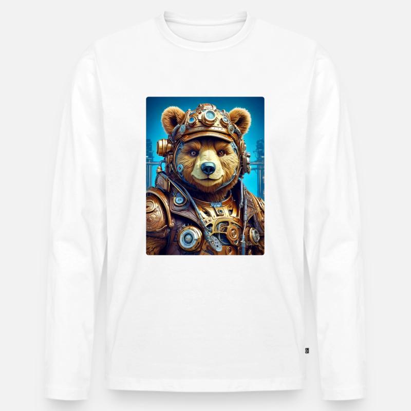 Steampunk Bär 1.1 - Männer Premium Bio Langarmshirt - Weiß