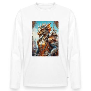 Steampunk Dragon 1.9 - Men's Premium Organic Long Sleeve Shirt - white - Front - Nico (187cm)