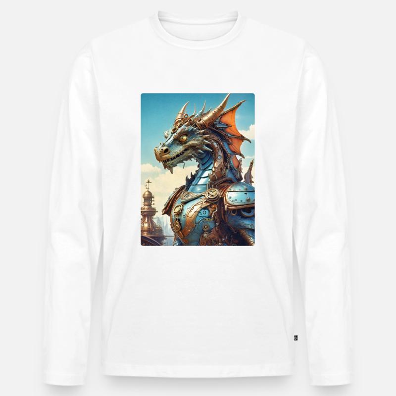 Steampunk Dragon 1.13 - Männer Premium Bio Langarmshirt - Weiß