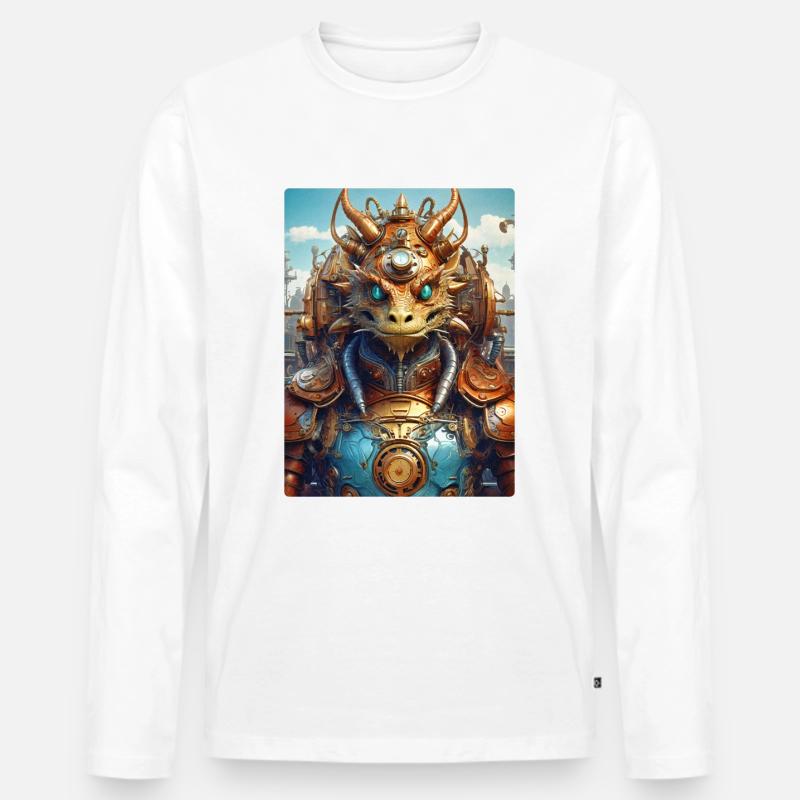 Steampunk Dragon 1.11 - Männer Premium Bio Langarmshirt - Weiß
