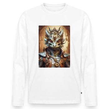 Steampunk Dragon 1.7 - Men's Premium Organic Long Sleeve Shirt - white - Front - Nico (187cm)