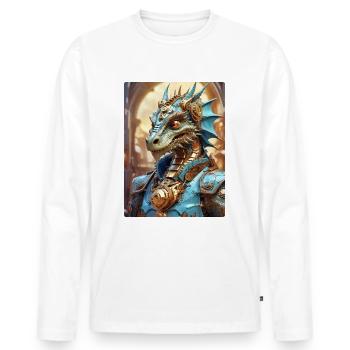 Steampunk Dragon 1.5 - Men's Premium Organic Long Sleeve Shirt - white - Front - Nico (187cm)