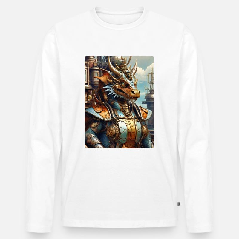 Steampunk Dragon 1.17 - Männer Premium Bio Langarmshirt - Weiß