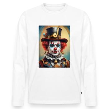 Steampunk Clown 1.11 - Männer Premium Bio Langarmshirt - Weiß - Vorne - Nico (187cm)