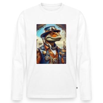 Dino Steampunk 1.8 - T-shirt manches longues Premium bio Homme - blanc - Devant - Nico (187cm)
