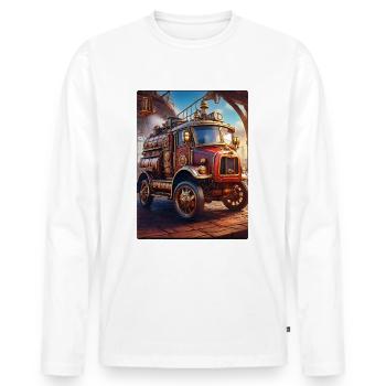 Steampunk Fire Truck 1.5 - Men's Premium Organic Long Sleeve Shirt - white - Front - Nico (187cm)