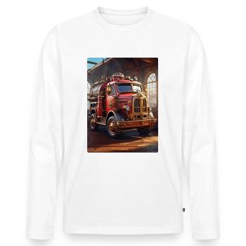 Steampunk Fire Truck 1.10 - Men's Premium Organic Long Sleeve Shirt - white - Front - Nico (187cm)