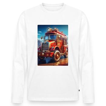 Steampunk Fire Truck 1.2 - Men's Premium Organic Long Sleeve Shirt - white - Front - Nico (187cm)
