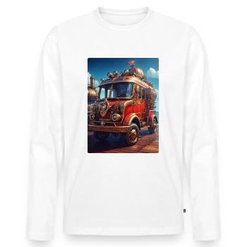 Steampunk Fire Truck 1.20 - Men's Premium Organic Long Sleeve Shirt - white - Front - Nico (187cm)