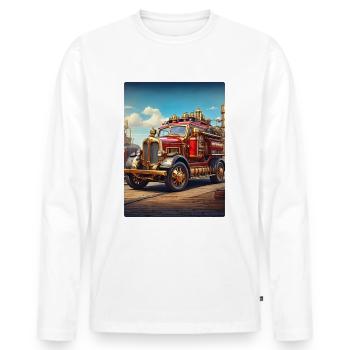 Steampunk Fire Truck 1.24 - Men's Premium Organic Long Sleeve Shirt - white - Front - Nico (187cm)