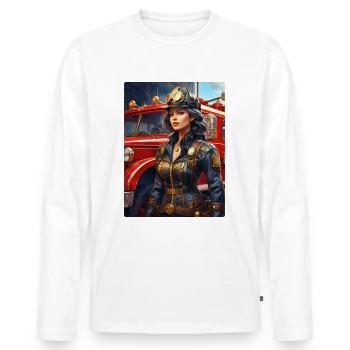 Steampunk Firefighter Woman 1.5 - Men's Premium Organic Long Sleeve Shirt - white - Front - Nico (187cm)