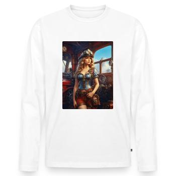 Steampunk Firefighter Woman 1.6 - Men's Premium Organic Long Sleeve Shirt - white - Front - Nico (187cm)