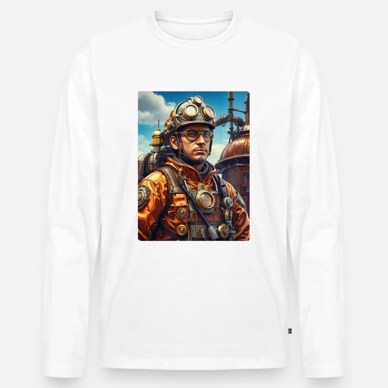 Steampunk Firefighter Man 1.9 - Männer Premium Bio Langarmshirt - Weiß