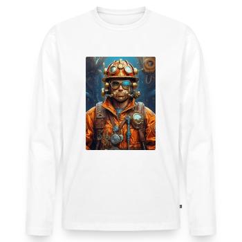Steampunk Firefighter Man 1.13 - Men's Premium Organic Long Sleeve Shirt - white - Front - Nico (187cm)