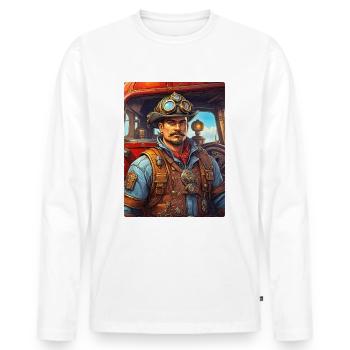 Steampunk Firefighter Man 1.21 - Men's Premium Organic Long Sleeve Shirt - white - Front - Nico (187cm)