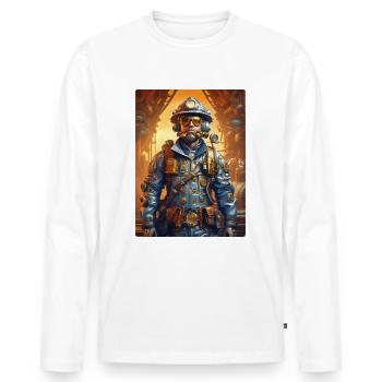 Steampunk Firefighter Man 1.20 - Men's Premium Organic Long Sleeve Shirt - white - Front - Nico (187cm)