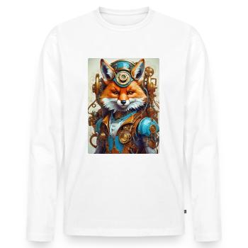 Steampunk Pompier Fox 1.8 - T-shirt manches longues Premium bio Homme - blanc - Devant - Nico (187cm)