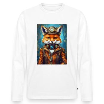 Steampunk Firefighter Fox 1.13 - Men's Premium Organic Long Sleeve Shirt - white - Front - Nico (187cm)