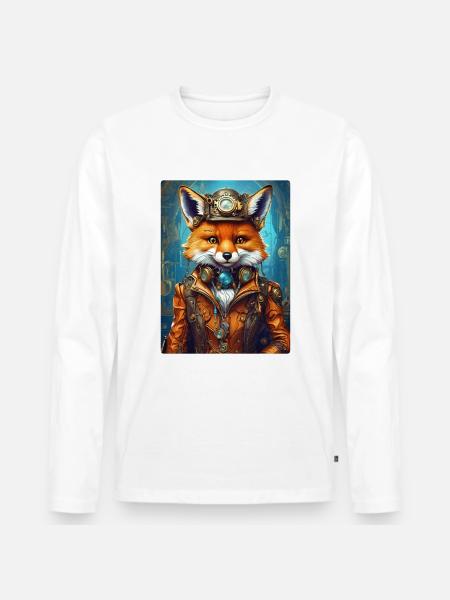 Steampunk Firefighter Fox 1.13 - Men's Premium Organic Long Sleeve Shirt - white