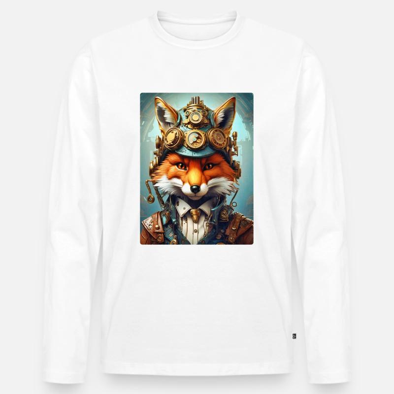 Steampunk Firefighter Fuchs 1.4 - Männer Premium Bio Langarmshirt - Weiß
