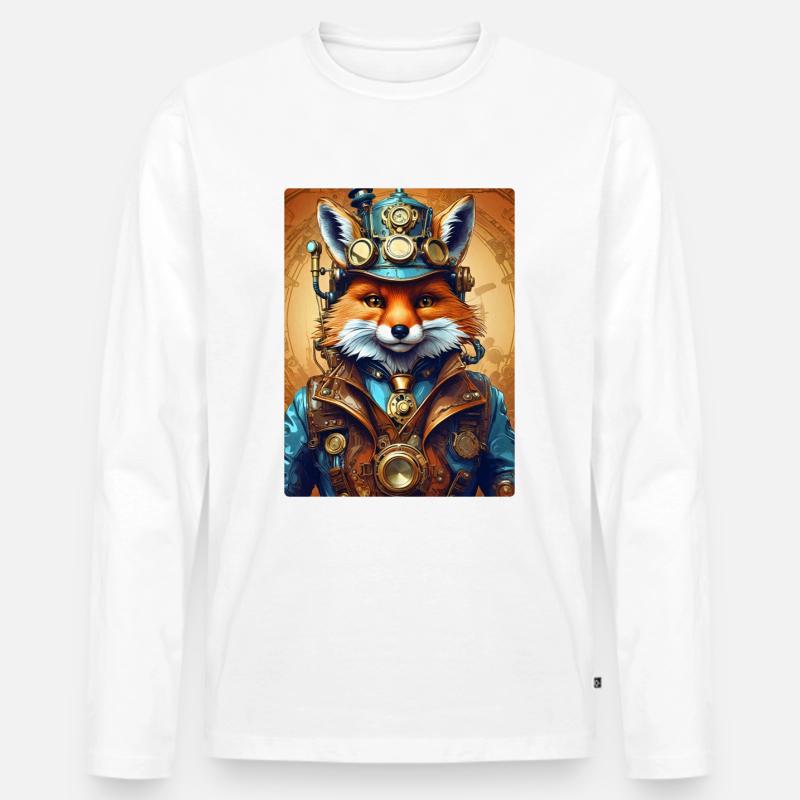 Steampunk Firefighter Fuchs 1.12 - Männer Premium Bio Langarmshirt - Weiß
