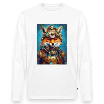 Steampunk Firefighter Fox 1.17 - Men's Premium Organic Long Sleeve Shirt - white - Front - Nico (187cm)