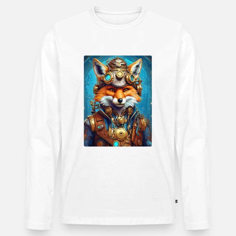 Steampunk Firefighter Fuchs 1.17 - Männer Premium Bio Langarmshirt - Weiß