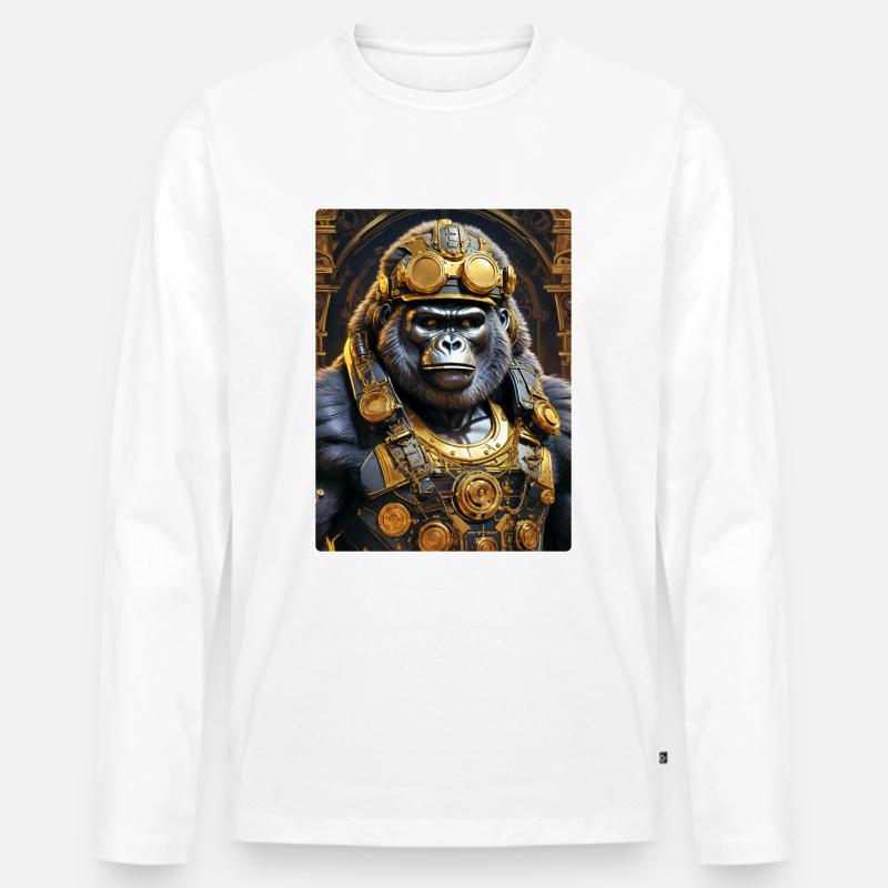 Steampunk Gorilla 1.14 - Männer Premium Bio Langarmshirt - Weiß