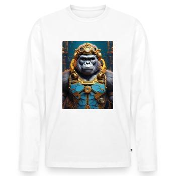 Gorille Steampunk 1.2 - T-shirt manches longues Premium bio Homme - blanc - Devant - Nico (187cm)