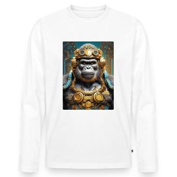 Gorille steampunk 1.15 - T-shirt manches longues Premium bio Homme - blanc - Devant - Nico (187cm)
