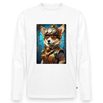 Steampunk Hund 1.16 - Männer Premium Bio Langarmshirt - Weiß - Vorne - Nico (187cm)