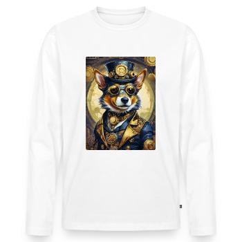 Chien Steampunk 1.6 - T-shirt manches longues Premium bio Homme - blanc - Devant - Nico (187cm)