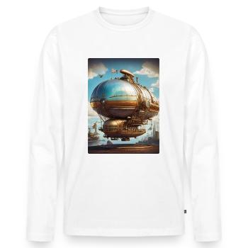 Steampunk Luftschiff 1.4 - Männer Premium Bio Langarmshirt - Weiß - Vorne - Nico (187cm)