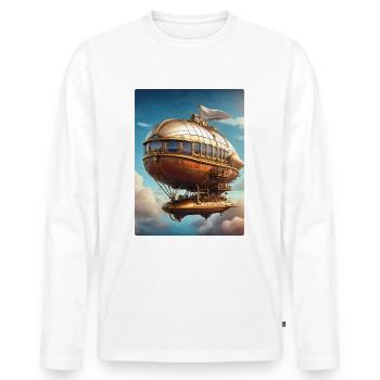 Steampunk Airship 1.3 - Men's Premium Organic Long Sleeve Shirt - white - Front - Nico (187cm)