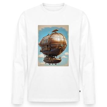 Steampunk Luftschiff 1.6 - Männer Premium Bio Langarmshirt - Weiß - Vorne - Nico (187cm)