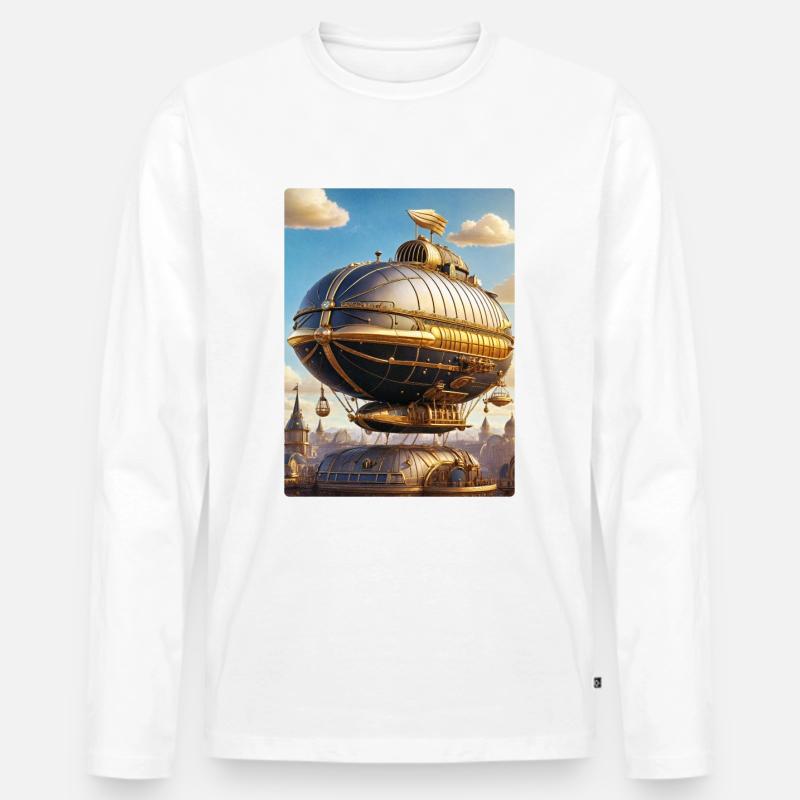 Steampunk Luftschiff 1.11 - Männer Premium Bio Langarmshirt - Weiß