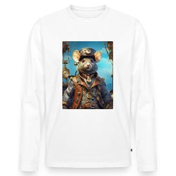 Rat Steampunk 1.3 - T-shirt manches longues Premium bio Homme - blanc - Devant - Nico (187cm)