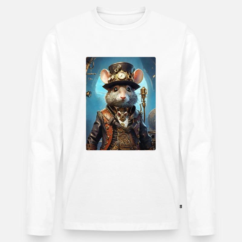 Steampunk Ratte 1.12 - Männer Premium Bio Langarmshirt - Weiß