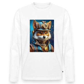 Steampunk Wolf 1.3 - Männer Premium Bio Langarmshirt - Weiß - Vorne - Nico (187cm)