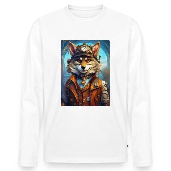 Steampunk Wolf 1.4 - Männer Premium Bio Langarmshirt - Weiß - Vorne - Nico (187cm)