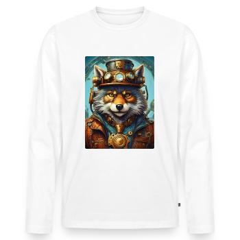 Steampunk Wolf 1.17 - Männer Premium Bio Langarmshirt - Weiß - Vorne - Nico (187cm)