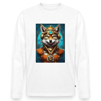 Steampunk Wolf 1.18 - Männer Premium Bio Langarmshirt - Weiß - Vorne - Nico (187cm)