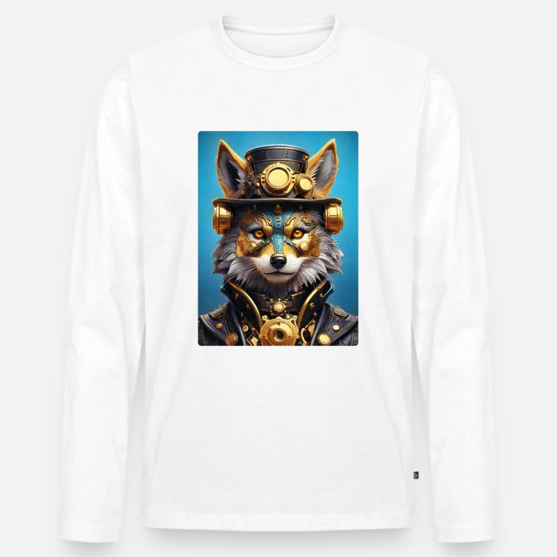 Steampunk Wolf 1.9 - Männer Premium Bio Langarmshirt - Weiß
