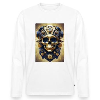 Crâne Steampunk 1.8 - T-shirt manches longues Premium bio Homme - blanc - Devant - Nico (187cm)