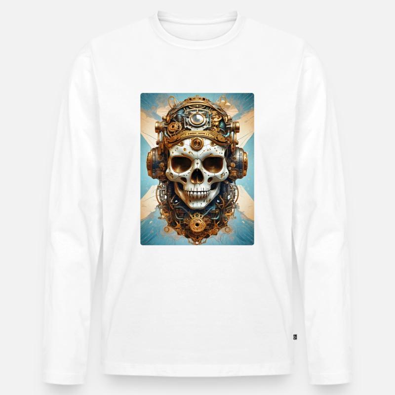 Steampunk Skull 1.2 - Männer Premium Bio Langarmshirt - Weiß